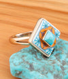 Talavera Blue Turquoise Golden Ring - Barse Jewelry