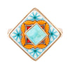 Talavera Blue Turquoise Golden Ring - Barse Jewelry