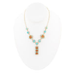 Talavera Tile and Blue Turquoise Golden Y - Neck - Barse Jewelry