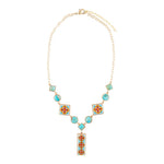 Talavera Tile and Blue Turquoise Golden Y - Neck - Barse Jewelry