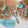 Talavera Tile Blue Turquoise Golden Drop Earrings - Barse Jewelry