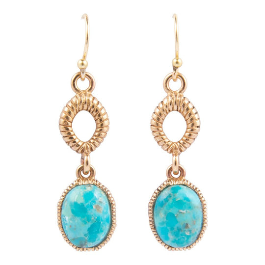 Terra Blue Turquoise Golden Drop Earrings