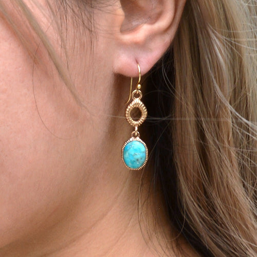 Terra Blue Turquoise Golden Drop Earrings - Barse Jewelry