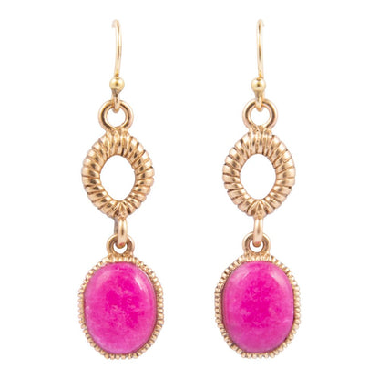 Terra Pink Agate Golden Drop Earrings - Barse Jewelry