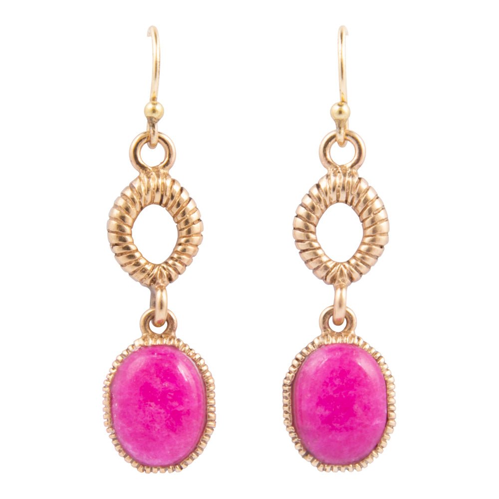 Terra Pink Agate Golden Drop Earrings - Barse Jewelry