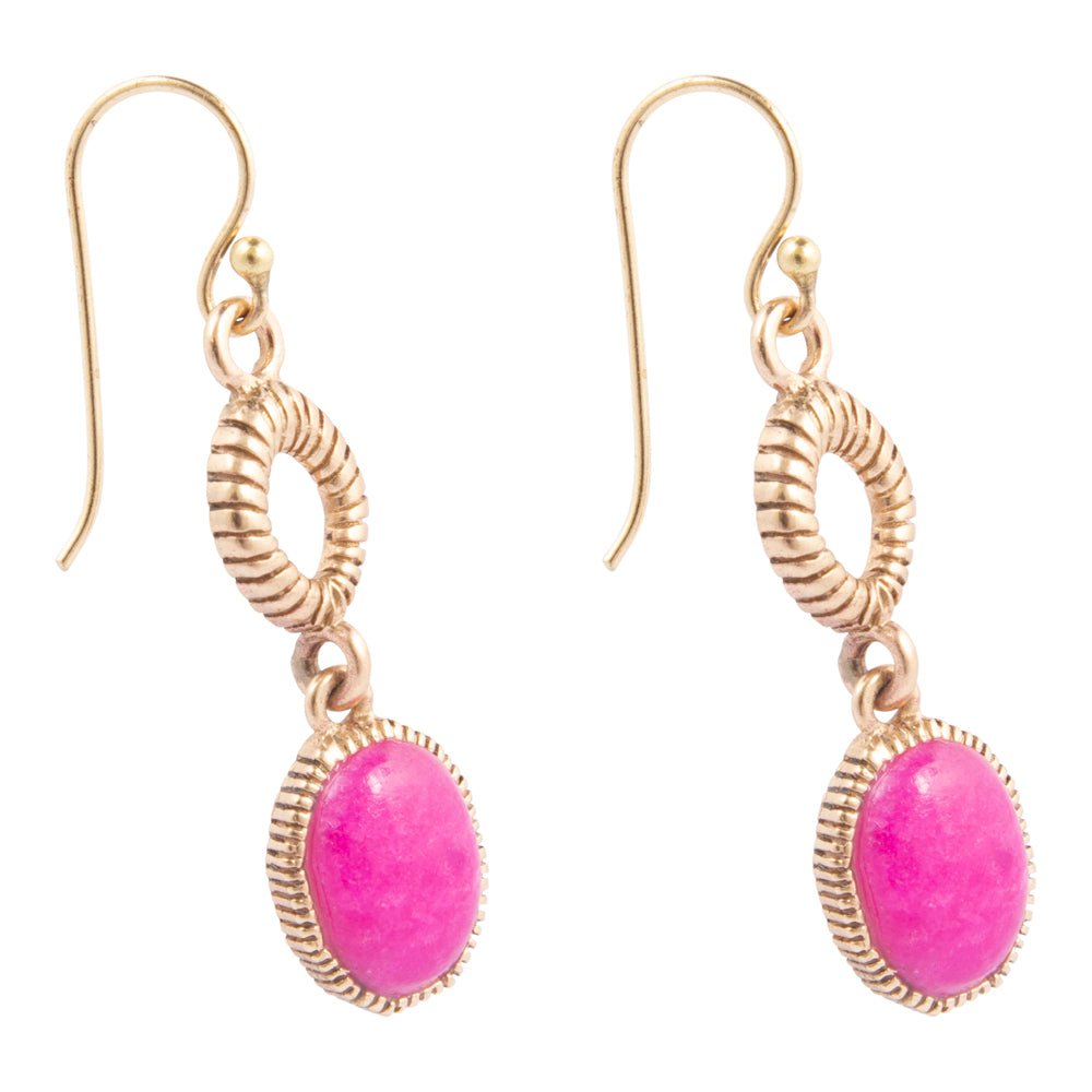 Terra Pink Agate Golden Drop Earrings - Barse Jewelry