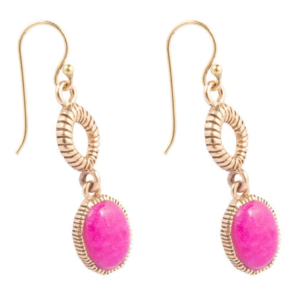 Terra Pink Agate Golden Drop Earrings - Barse Jewelry