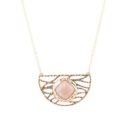 Terra Pink Peach Moonstone and Golden Bronze Necklace - Barse Jewelry