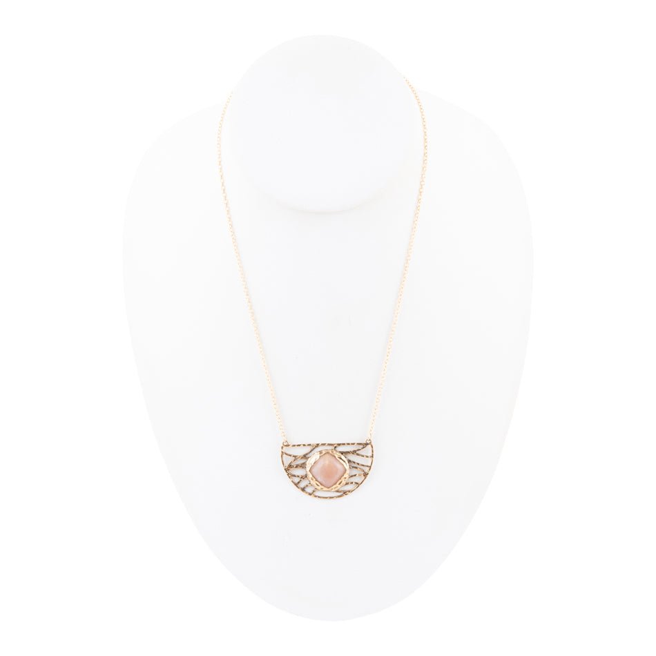 Terra Pink Peach Moonstone and Golden Bronze Necklace - Barse Jewelry