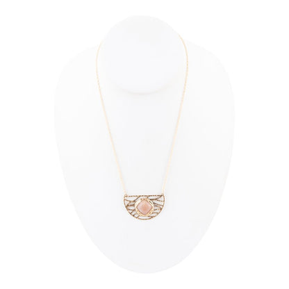 Terra Pink Peach Moonstone and Golden Bronze Necklace - Barse Jewelry
