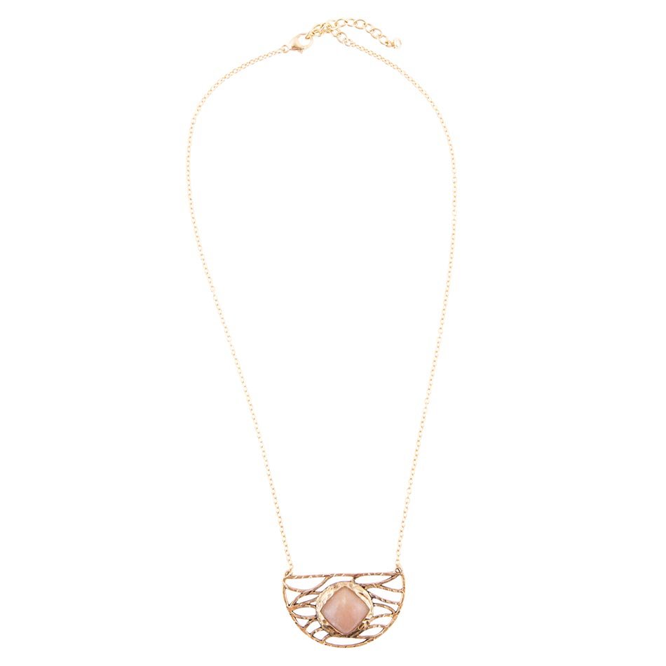 Terra Pink Peach Moonstone and Golden Bronze Necklace - Barse Jewelry