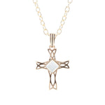 The Light White Mother of Pearl Cross Pendant Golden Necklace - Barse Jewelry