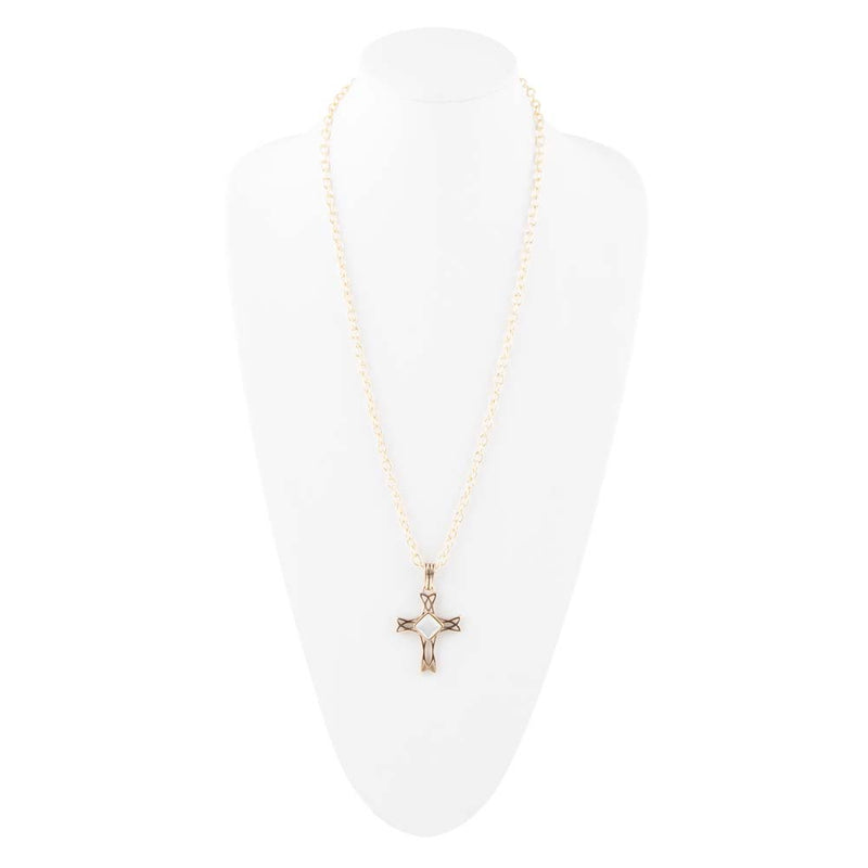 The Light White Mother of Pearl Cross Pendant Golden Necklace - Barse Jewelry