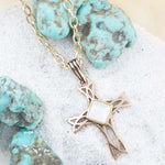 The Light White Mother of Pearl Cross Pendant Golden Necklace - Barse Jewelry