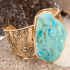 Thistle Blue Turquoise Golden Cuff Bracelet - Barse Jewelry