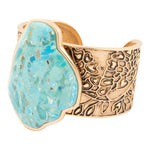 Thistle Blue Turquoise Golden Cuff Bracelet - Barse Jewelry