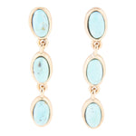 Three Times the Blue Turquoise Golden Drop Earrings - Barse Jewelry