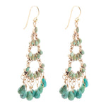 Thriple the Blue Turquoise Golden Chandelier Earrings - Barse Jewelry
