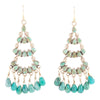 Thriple the Blue Turquoise Golden Chandelier Earrings - Barse Jewelry
