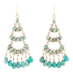 Thriple the Blue Turquoise Golden Chandelier Earrings - Barse Jewelry