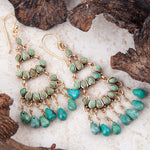 Thriple the Blue Turquoise Golden Chandelier Earrings - Barse Jewelry