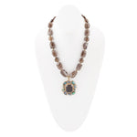 Tribecca Green Abalone and Brown Smoky Quartz Golden Statement Necklace - Barse Jewelry