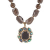 Tribecca Green Abalone and Brown Smoky Quartz Golden Statement Necklace - Barse Jewelry