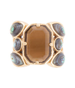 Tribecca Smoky Brown Quartz and Abalone Statement Golden Ring - Barse Jewelry