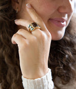 Tribecca Smoky Brown Quartz and Abalone Statement Golden Ring - Barse Jewelry
