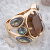 Tribecca Smoky Brown Quartz and Abalone Statement Golden Ring - Barse Jewelry