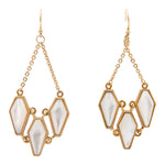 Trillion White Mother of Pearl Golden Drop Earrings - Barse Jewelry