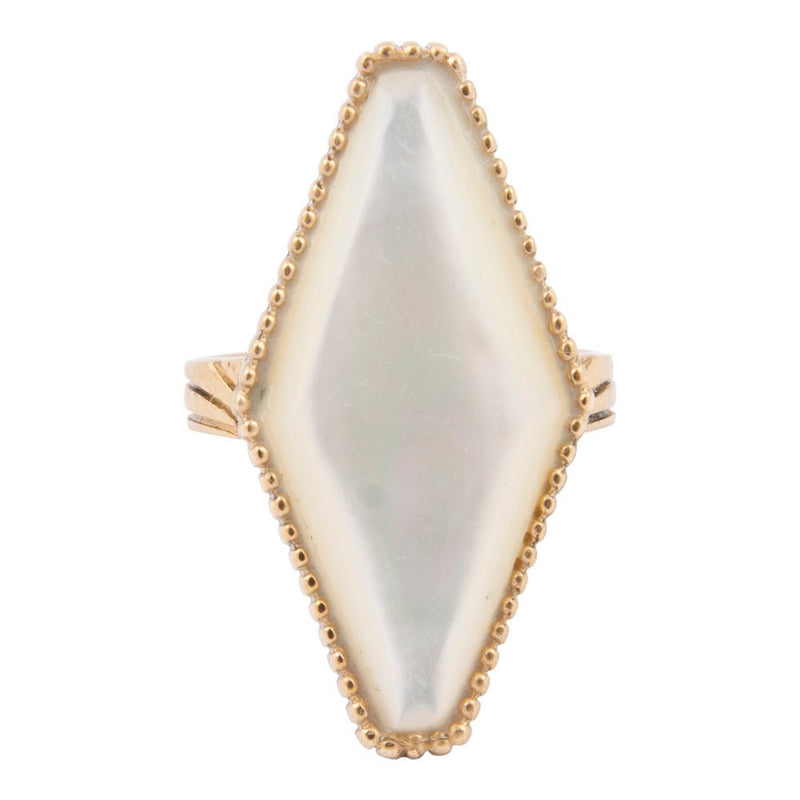 Trillion White Mother of Pearl Golden Ring - Barse Jewelry