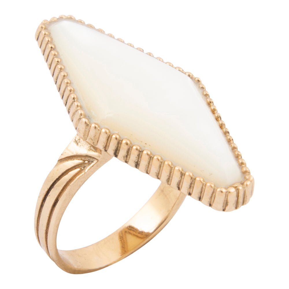 Trillion White Mother of Pearl Golden Ring - Barse Jewelry