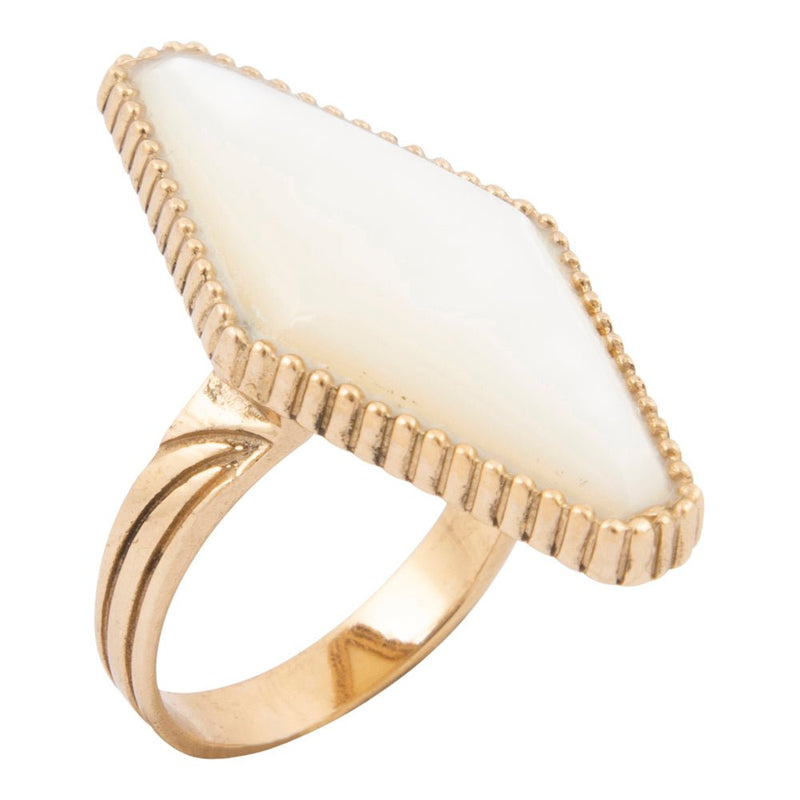 Trillion White Mother of Pearl Golden Ring - Barse Jewelry