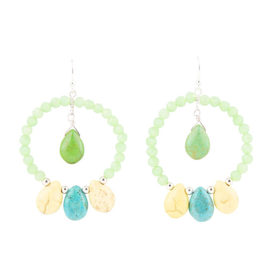 True Colors Green and Blue Sterling Sivler Hoop Earrings