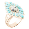 Tulum Blue Turquoise Golden Cross Ring - Barse Jewelry