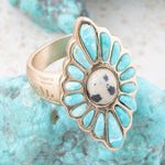 Tulum Blue Turquoise Golden Cross Ring - Barse Jewelry