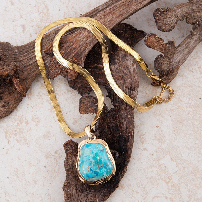 Turquoise Baron Snake Chain Pendant Necklace - Barse Jewelry