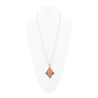 Valerie Orange Sponge Coral and Golden Pendant Necklace - Barse Jewelry