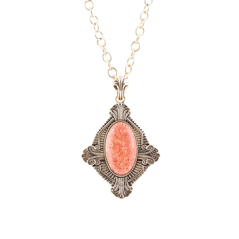 Valerie Orange Sponge Coral and Golden Pendant Necklace - Barse Jewelry