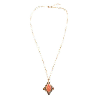 Valerie Orange Sponge Coral and Golden Pendant Necklace - Barse Jewelry
