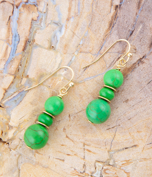 Vibrant Green Magnesite Drop Earrings - Barse Jewelry