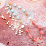 Watermalon Kiss Mint Jasper Golden Long Necklace - Barse Jewelry
