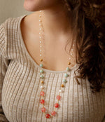 Watermalon Kiss Mint Jasper Golden Long Necklace - Barse Jewelry