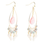 Watermelon Kiss Mint Blue Jasper Chandelier Golden Earrings - Barse Jewelry