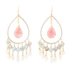 Watermelon Kiss Mint Blue Jasper Chandelier Golden Earrings - Barse Jewelry