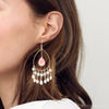 Watermelon Kiss Mint Blue Jasper Chandelier Golden Earrings - Barse Jewelry