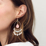 Watermelon Kiss Mint Blue Jasper Chandelier Golden Earrings - Barse Jewelry