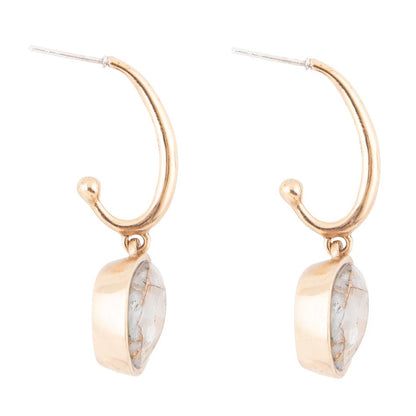 White and Golded Calcite Drop Earrings - Barse Jewelry