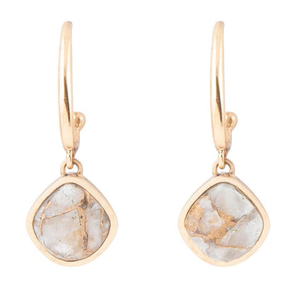 White and Golded Calcite Drop Earrings - Barse Jewelry